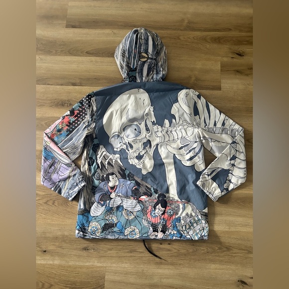 Rebel Vengeance Japanese Skeleton Samurai Windbreaker Jacket, Rare, XXL - NWT - Picture 10 of 11